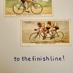 Cartes de voeux faites main « vintage Cigarette Card » (scène de vélo)