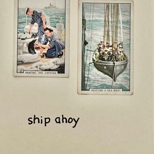 Cartões comemorativos "Vintage Cigarette Card" feitos à mão (cenas da Marinha)