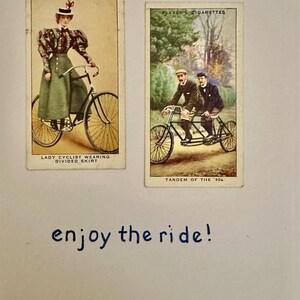 Cartes de voeux faites main « vintage Cigarette Card » (scène de vélo)