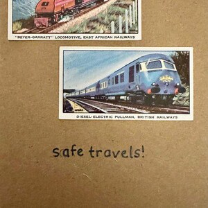 Cartes de voeux « vintage Card » faites main (avions + trains)
