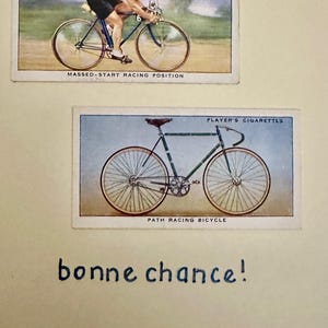 Cartes de voeux faites main « vintage Cigarette Card » (vélo)
