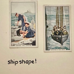 Cartões comemorativos "Vintage Cigarette Card" feitos à mão (cenas da Marinha)