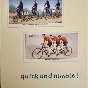Cartes de voeux faites main « vintage Cigarette Card » (vélo)