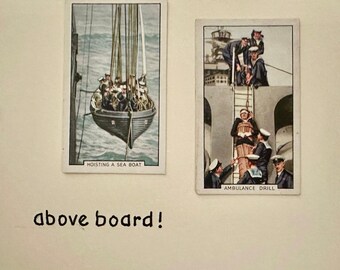 Handmade "Vintage Cigarette Card" Greeting Cards (Navy Scenes)