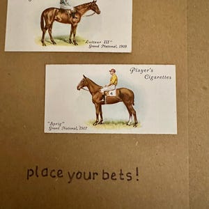 Cartões de felicitações artesanais "Vintage Cigarette Card" (Corrida de cavalos)