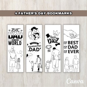 Printable Bookmarks - Father&#39;s Day Gift, Best Dad Bookmarks, Ready-to-Print Digital Download, Unique Gift for Dads, PDF and JPG File,