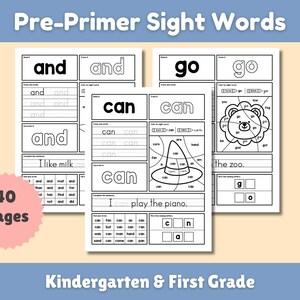 Kindergarten Sight Word Worksheets Pre-Primer Sight Words for Kindergarten-1st Grade Handwriting and Spelling Activity