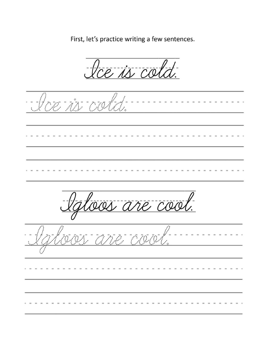 Printable Cursive Handwriting Practice Sheets Cursive Word Practice ...