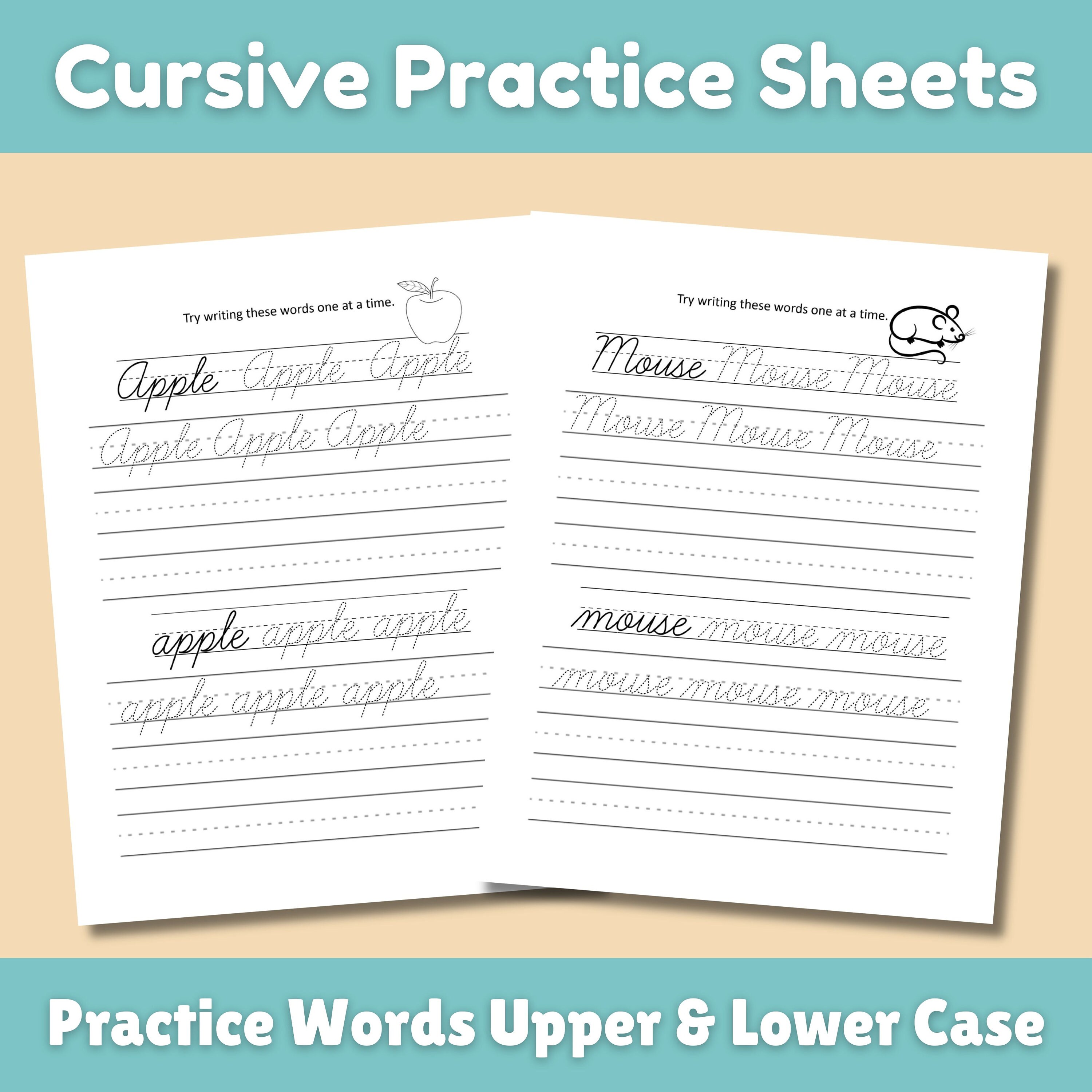 Printable Cursive Handwriting Practice Sheets Cursive Word Practice ...