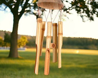 Carillon éolien en bambou : Cloche éolien en bambou, Carillon éolien en bois, Carillons éoliens en bambou, Carillon éolien, Cloches de carillon éolien, Grand carillon éolien, Carillon éolien unique