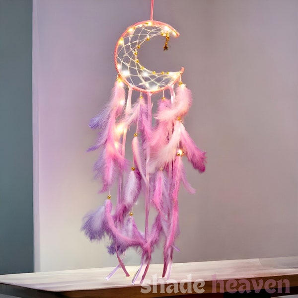 Dreamcatcher With Lights: Moon Dreamcatcher, Colorful Dream Catchers, Big Dreamcatcher, Nightlight, Authentic Dream Catcher, Traumfanger