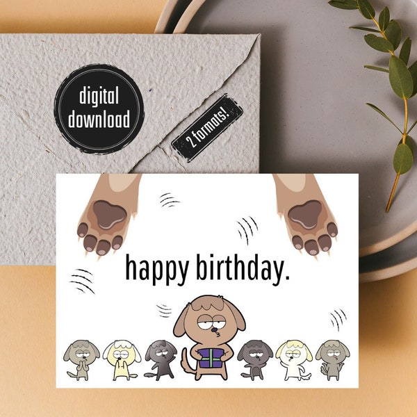 Birthday card dogs - digital download - to print