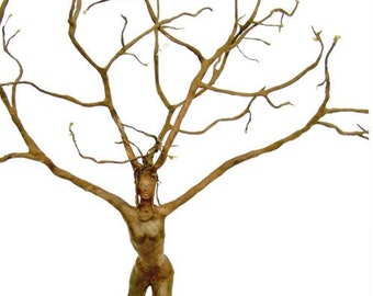 Tree Goddess Spirit Witchy Nature Fairy Fae Fantasy Creature Poster Print of my original paper mache sculpture