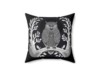 Cuscino decorativo a forma di gufo - Decorazione accogliente per la casa, regalo per gli amanti dei gufi, cuscino decorativo ispirato alla natura, cuscino boho per soggiorno, camera da letto