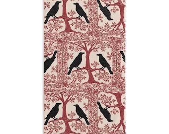 Handdoek met raafprint - gotische badkamerinrichting, cadeau vogelliefhebber, ontwerp zwarte kraai, halloween keukenhanddoek, spookachtige vaatdoek