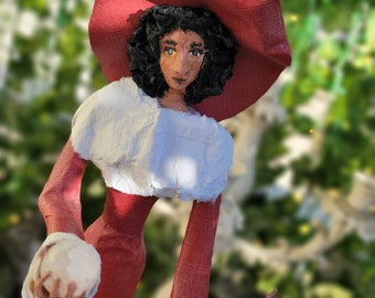 Christmas Witch Art Doll  - one of a kind handmade paper mache pretty crystal ball witch spirit art doll sculpture christmas tree topper