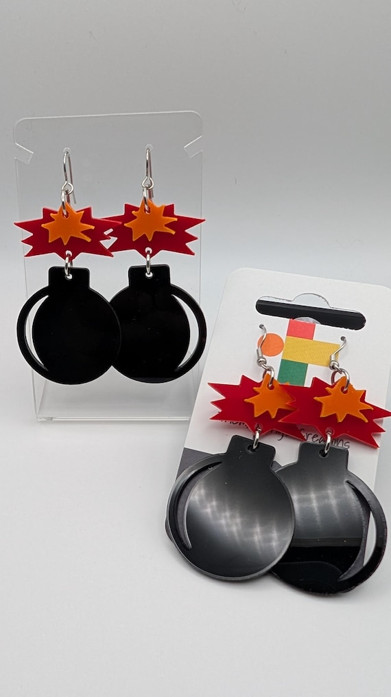Acrylic Bomb Earrings, Hypoallergenic Stainless Steel Findings