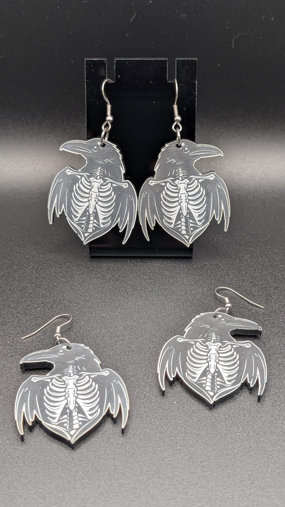 Raven Skeleton Earrings