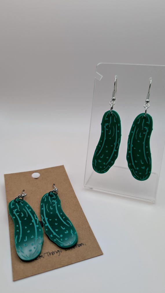 Acrylic Pickle Earrings, Hypoallergenic Stainless Steel