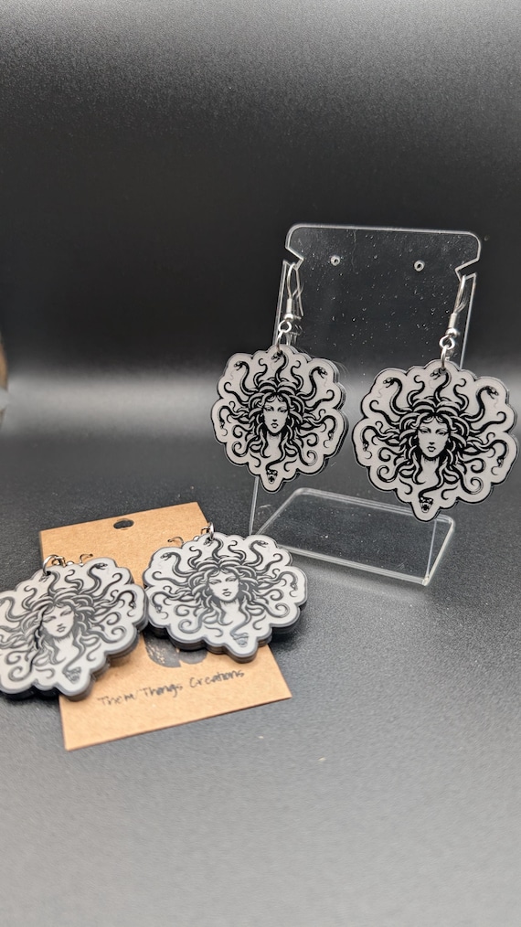 Laser-Engraved Medusa Earrings: Hypoallergenic Stainless Steel