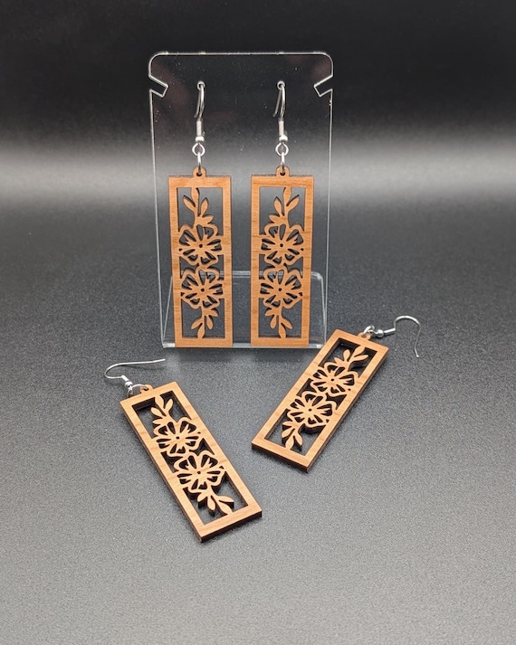 Wooden Flower Earrings