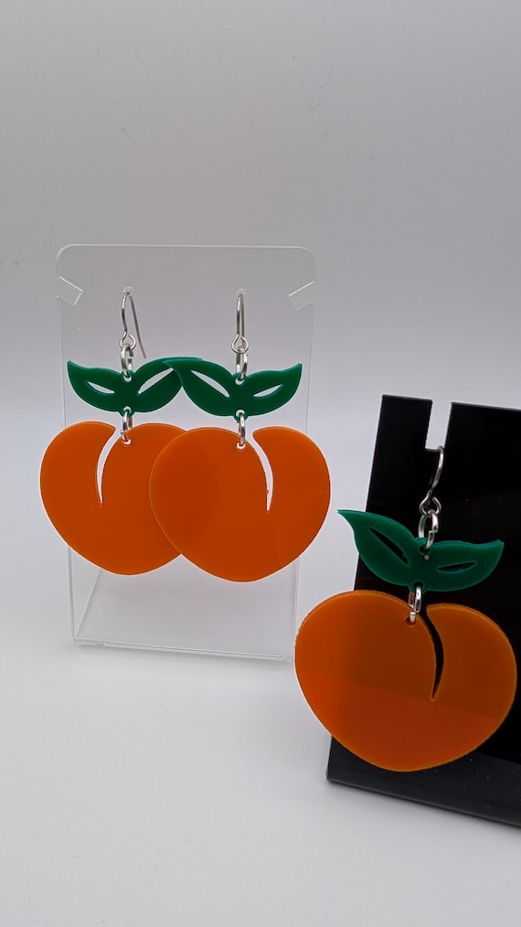 Acrylic Peach Earrings, Hypoallergenic Stainless Steel