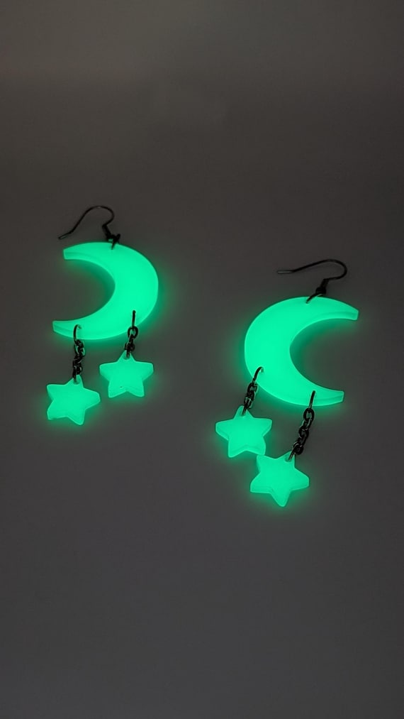 Glow-in-the-dark Moon and Stars Earrings