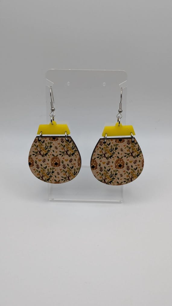 Laser Cut Honey Pot MDF Earrings