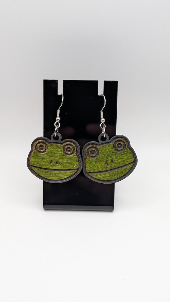 Wooden Frog Earrings