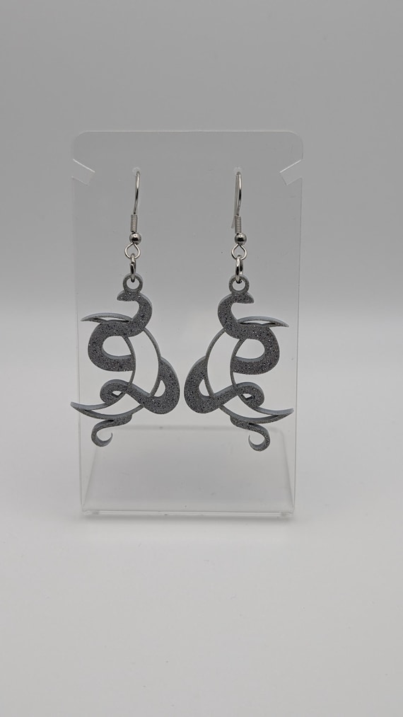 Laser-Cut Snake in Moon Earrings