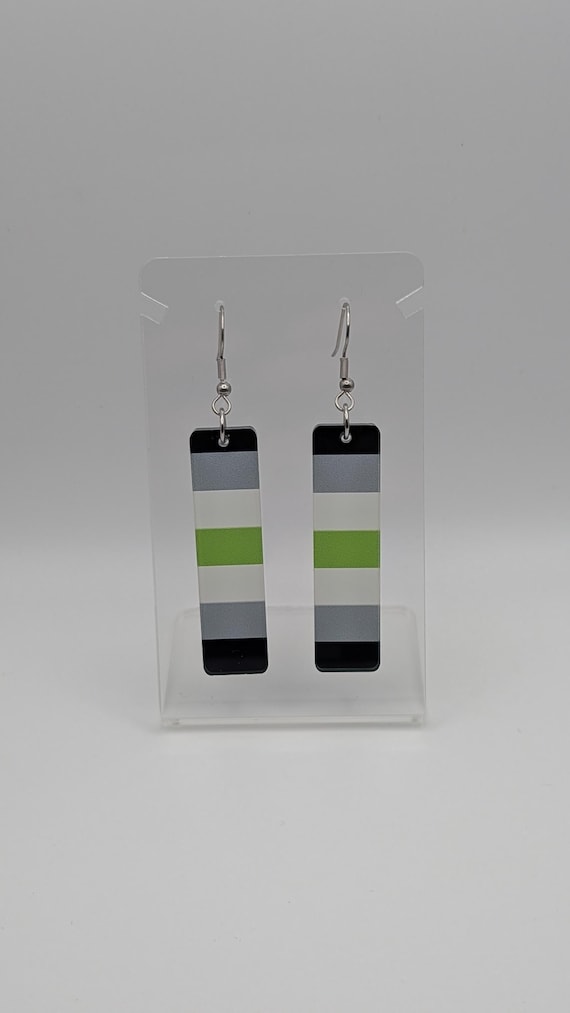 Laser-cut Agender Pride Flag Earrings