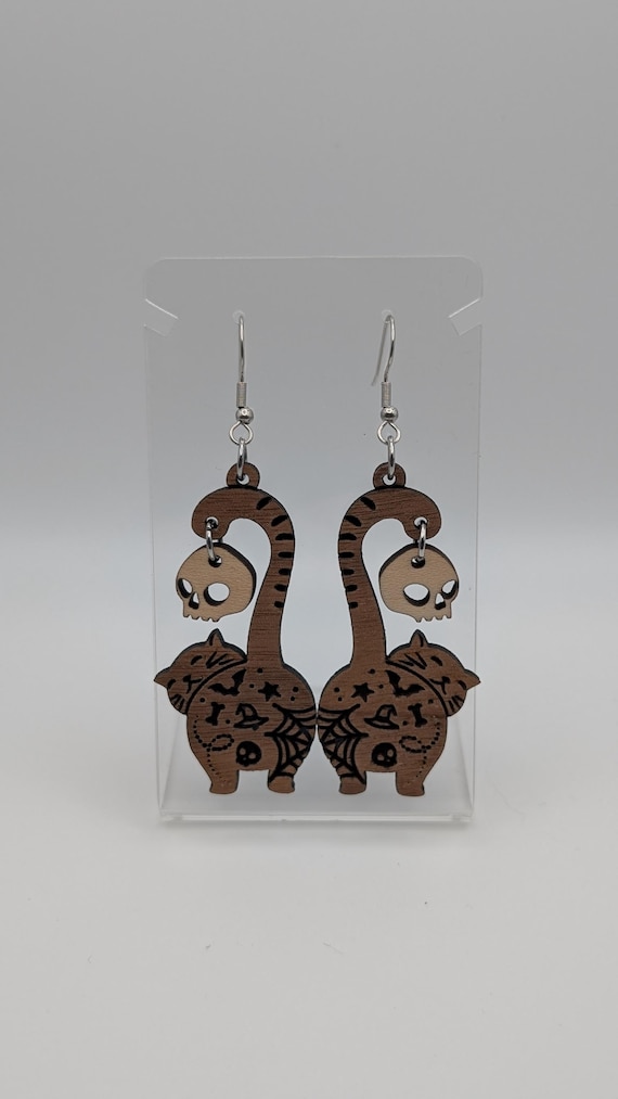 Cat and Skull Earrings