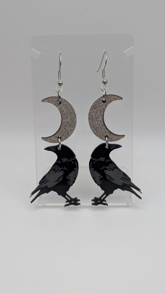Raven and Moon Earrings