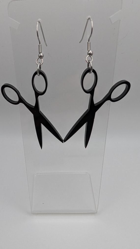 Laser-Cut Acrylic Scissor Earrings with Hypoallergenic Stainless Steel Hooks