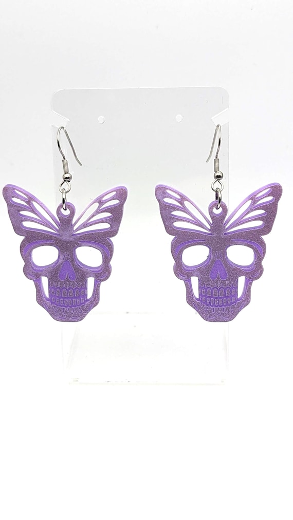 Skull with Butterfly Wings Earrings