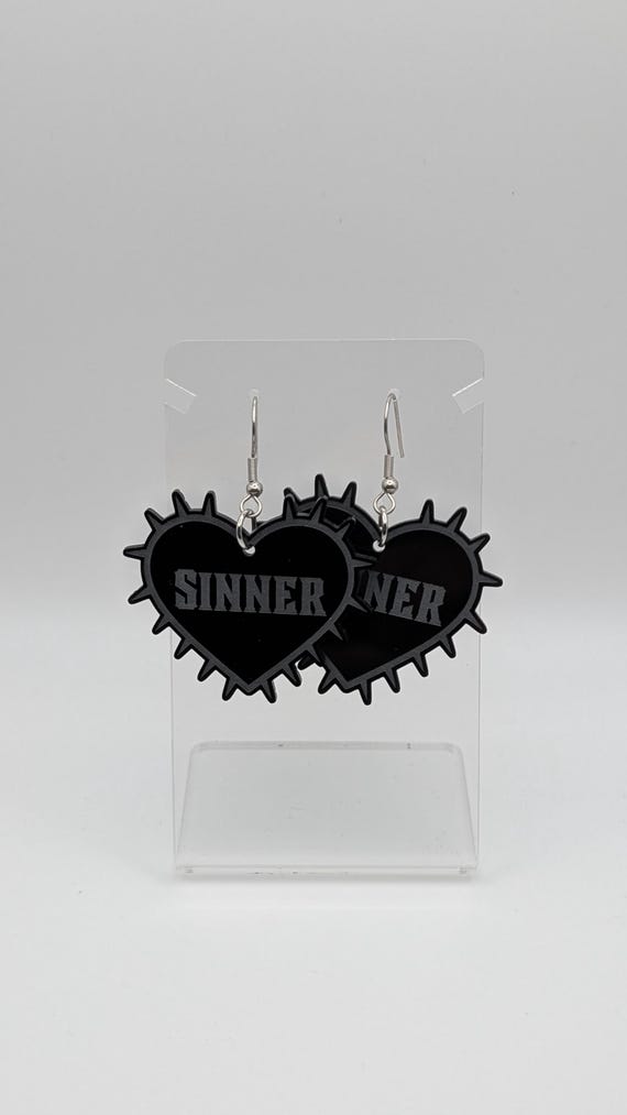 Laser-Cut Heart-Shaped Sinner Earrings