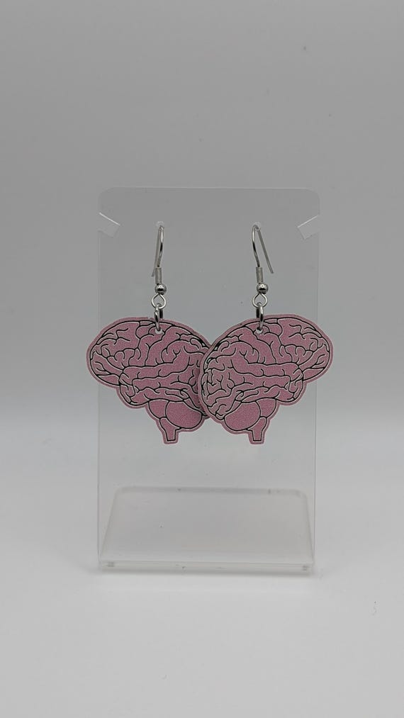 Laser-Cut Acrylic Brain Earrings with Hypoallergenic Stainless Steel Hooks