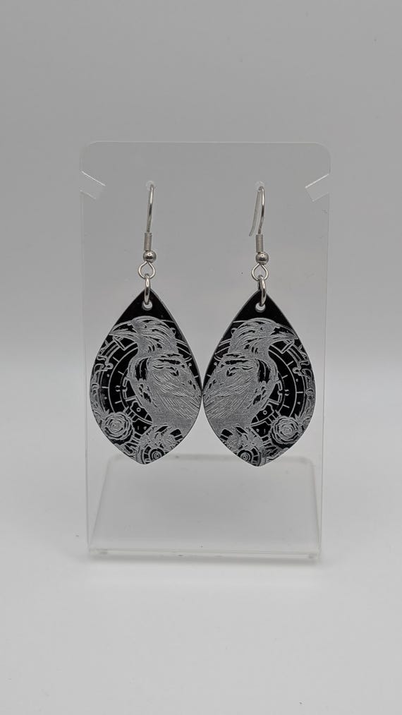 Laser-Cut Raven Earrings
