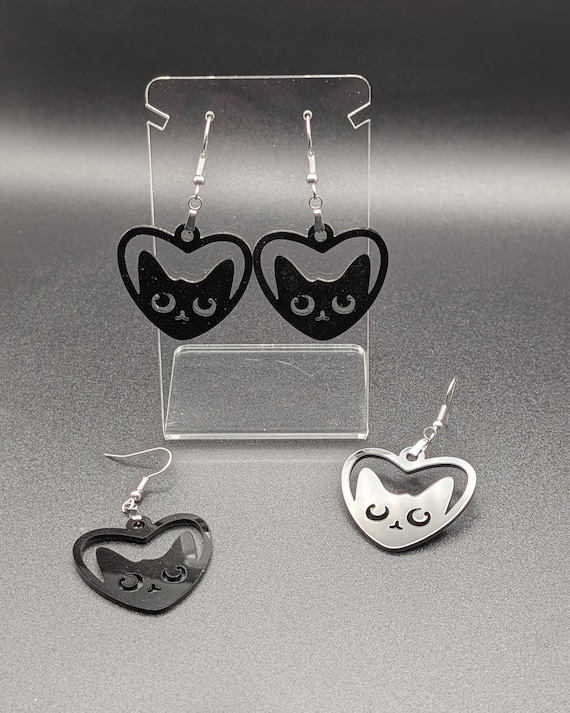 Cat Heart Earrings