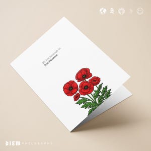 私の愛の言葉はパレスチナの自由 | ポピーの花 | アラビア語のグリーティング カード | オリジナル デザイン