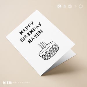 Alles Gute zum Geburtstag Habibi|  Arabisch Grußkarte | Ursprünglicher Entwurf