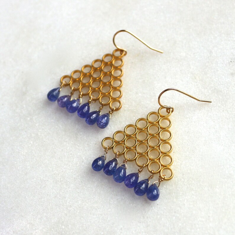 Polished AAA Tanzanite 22kg Vermeil Architect Earrings... image 1