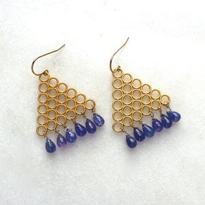 Polished AAA Tanzanite 22kg Vermeil Architect Earrings... image 3