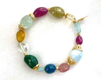 Little Luxe Simple Stacking Stretch Bracelet in Multi Gemstones...