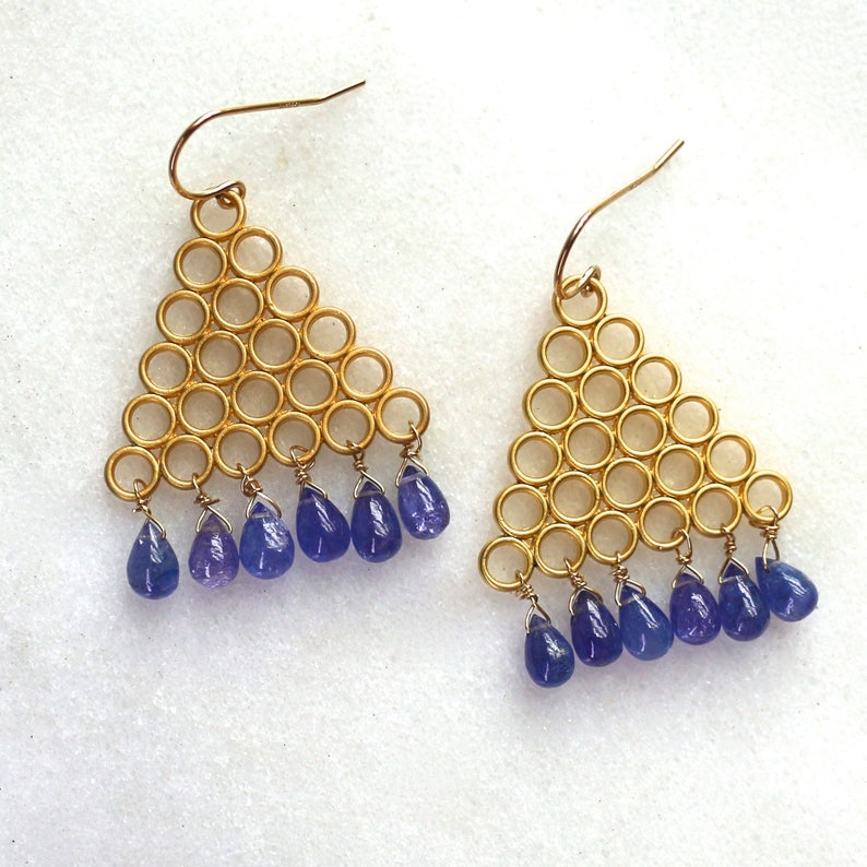 Polished AAA Tanzanite 22kg Vermeil Architect Earrings... image 4