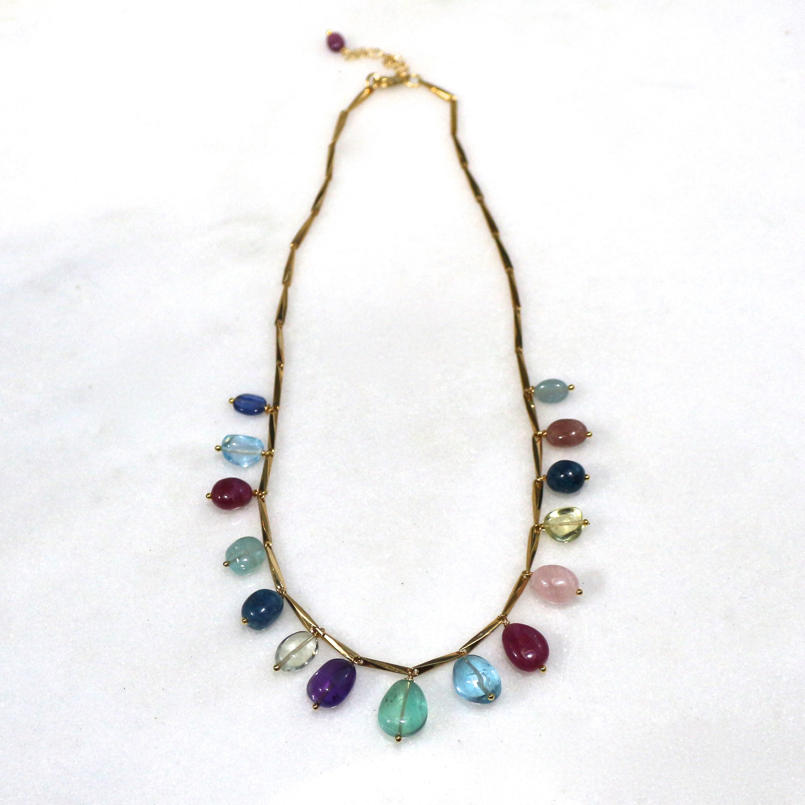 Buy LUXE Multigemstone Charm Necklace in 22kg Vermeil... Online in