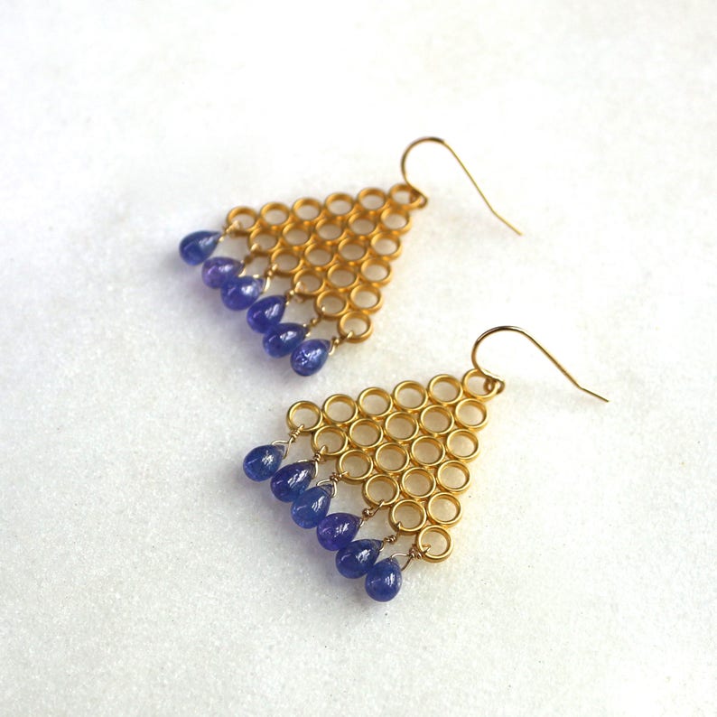 Polished AAA Tanzanite 22kg Vermeil Architect Earrings... image 5