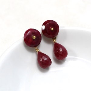 Ruby Drop Simple Earring in 14k Gold fill...