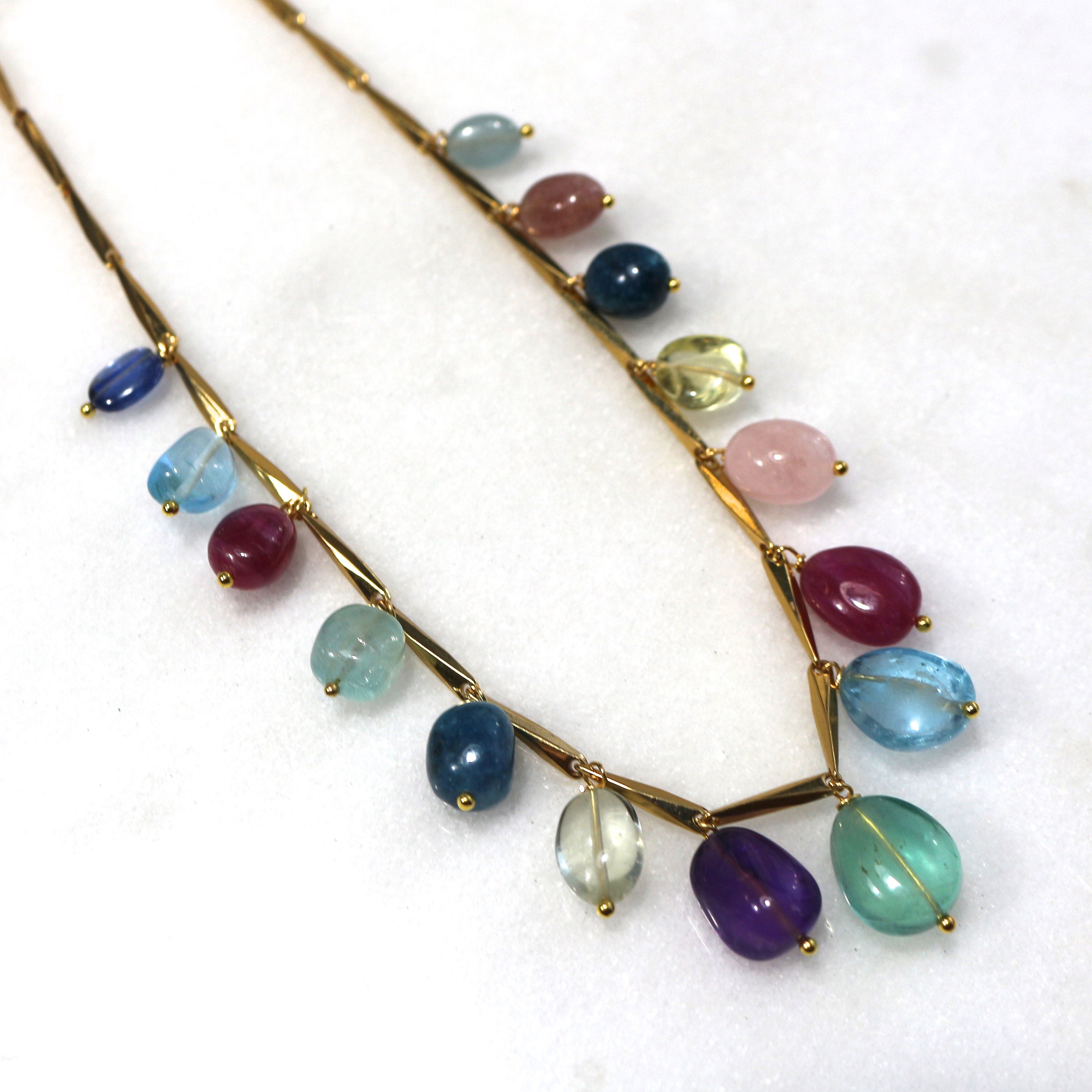 Buy LUXE Multigemstone Charm Necklace in 22kg Vermeil... Online in