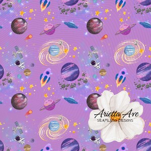 Hell lila Weltraum Planet Sterne Galaxie Nahtlos wiederholendes digitales Muster - Print-on-Demand, kommerzielle Nutzung, digitale Datei, sofortiger Download